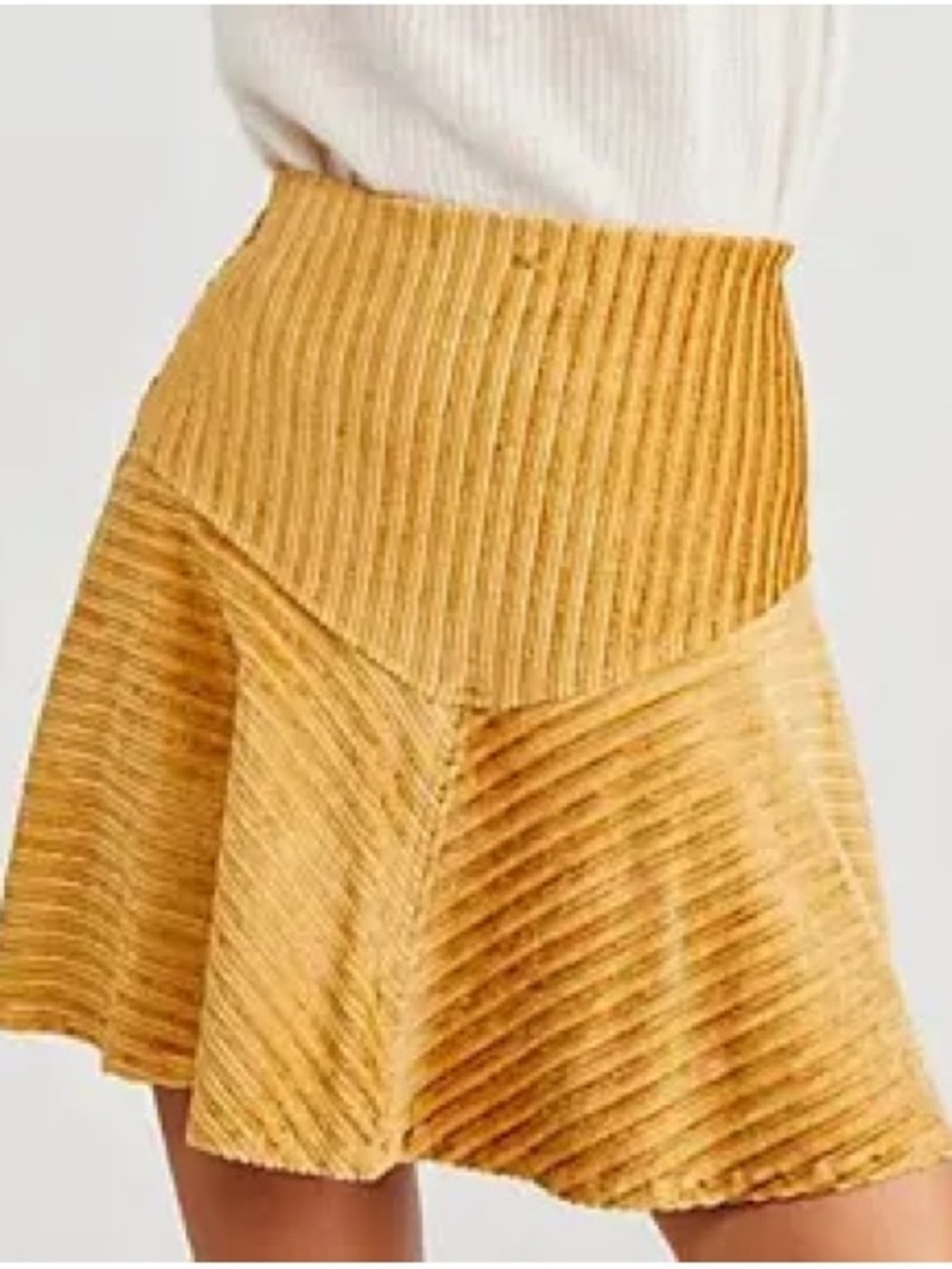 Free People Camden taffy Yellow Ribbed Circle Skirt